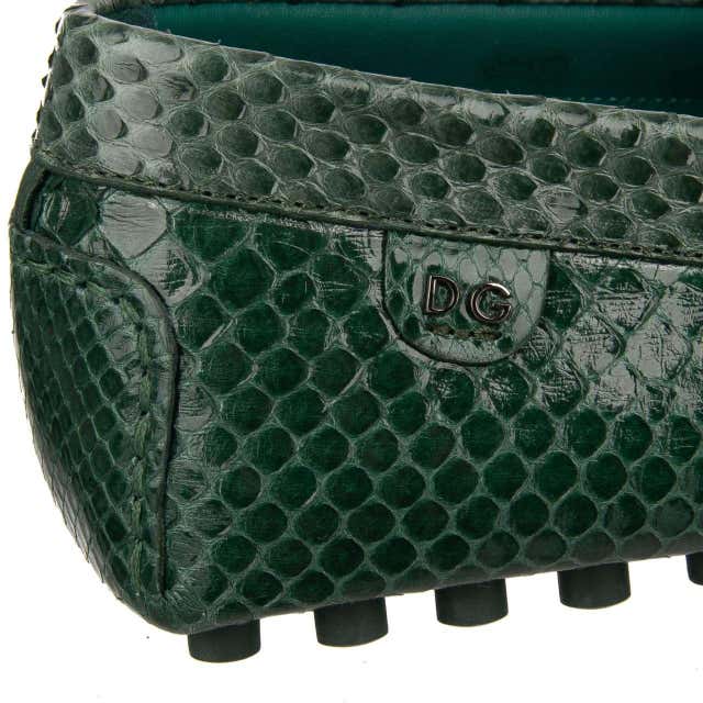 Dolce & Gabbana Snake Shoes Moccasin GELA ZERO with DG Metal Logo Green