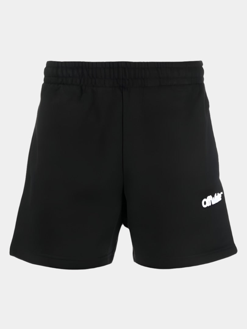 Off-white Helvetica logo track shorts