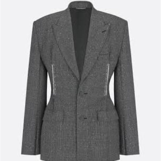 Men’s Gray Wool Blend Christian Dior Wool Blend Bar Jacket