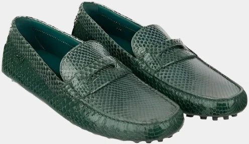 Dolce & Gabbana Snake Shoes Moccasin GELA ZERO with DG Metal Logo Green